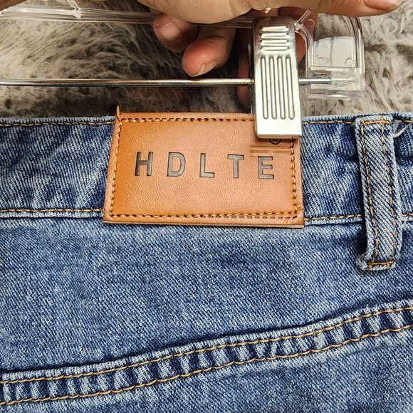HDLTE Jeans Womens Large Faded Stretch High Rise Wide Leg - Picture 9 of 14